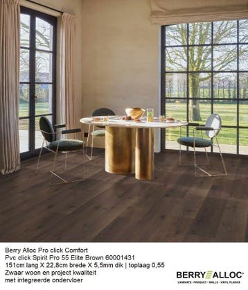 Pvc click Spirit Elite Brown met integreerde ondervloer, Bruin, 75 m² of meer, Nieuw, Pvc click pro met integreerde ondervloer 