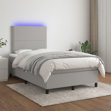vidaXL Boxspring met matras en LED stof lichtgrijs 120x200, Verzenden, Nieuw