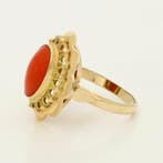 Ring - 18 karaat Geel goud - 1.49ct. tw. Bloedkoraal, Nieuw