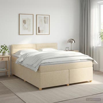 vidaXL Boxspringbed met matras Crèmekleurig 140 x 200 cm, Verzenden