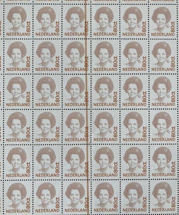 Pays-Bas 1991 - Inversion de la reine Beatrix – demi-feuille, Gestempeld
