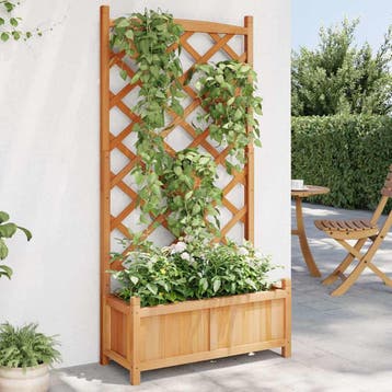 vidaXL Plantenbak met latwerk 75x35x150 cm massief vurenhout, Verzenden, Nieuw