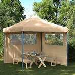 vidaXL Partytent inklapbaar pop-up met 2 zijwanden beige, Verzenden