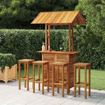 vidaXL 5-delige Tuinbarset massief acaciahout, Verzenden, Nieuw