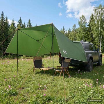 vidaXL Auto Tent 308 x 215 x 220 cm Groen Polyester en Staal, Caravans en Kamperen, Verzenden, Nieuw