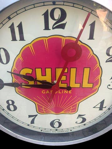 Klok - Metaal - 1970-1980 - SHELL reclamehorloge