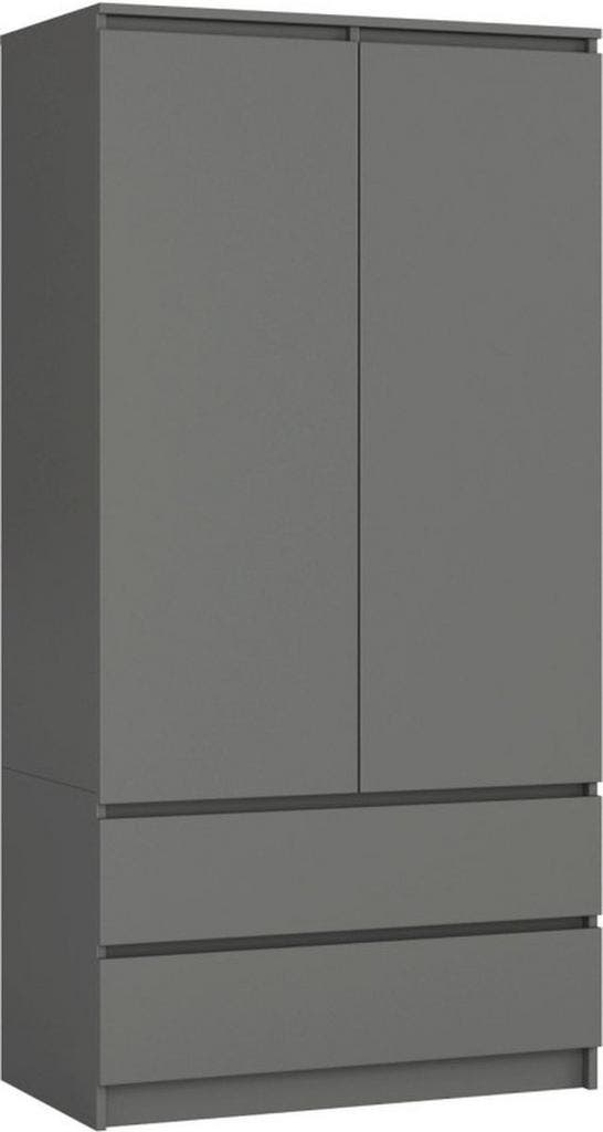 kledingkast Antraciet 90 cm 2 lades (Kledingkasten), Huis en Inrichting, Kasten | Kleerkasten, 50 tot 75 cm, Met lade(s), Met deur(en)