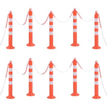 vidaXL Verkeerspalen met ketting 10 st 75 cm PE, Verzenden, Nieuw