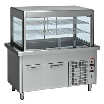 Top element + gekoelde vitrine op gekoelde kast 4x GN 1/1, Verzenden