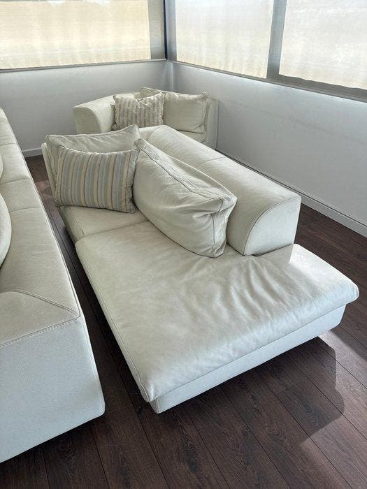 Roche Bobois - Sofa (3) - Elixir - Leder - Witte leren bank, Antiek en Kunst, Kunst | Designobjecten