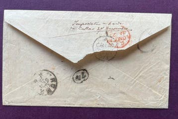 Royaume d’Italie 1870 - Lettre de Callao (Pérou) taxée pour, Timbres & Monnaies, Timbres | Europe | Italie