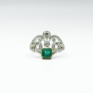 Bague - 18 carats Or jaune, Or blanc Émeraude, Bijoux, Sacs & Beauté, Bagues
