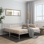 vidaXL Slaapbank uittrekbaar metaal wit 90x200 cm, Verzenden, Nieuw
