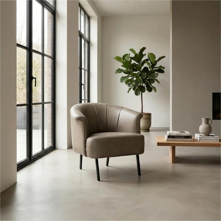 Leren fauteuil Embrace, Huis en Inrichting, Fauteuils, 75 tot 100 cm, 75 tot 100 cm, Nieuw, Leer, Ophalen of Verzenden