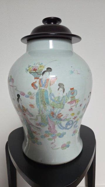 Vaas - Porselein - China - XL balustervaas, Antiek en Kunst