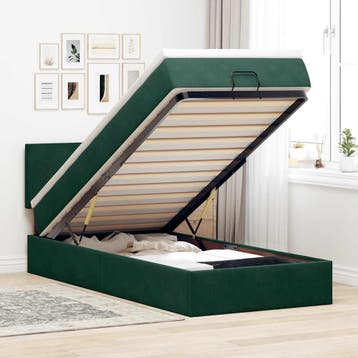 vidaXL Bed poef met matras en LEDs 80x200cm fluweel, Verzenden