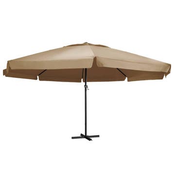 vidaXL Parasol met aluminium paal 600 cm taupe, Tuin en Terras, Verzenden, Nieuw