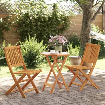 vidaXL 3-delige Bistroset inklapbaar massief acaciahout, Tuin en Terras, Tuinsets en Loungesets, Verzenden, Nieuw