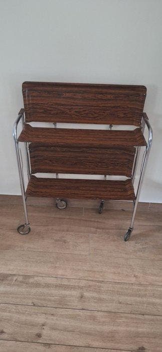 Chariot de service - Bois, Chrome, Métal