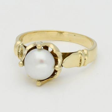 Ring - 14 karaat Geel goud Parel