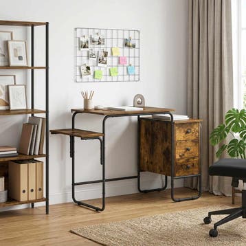 vidaXL Bureau met opslag Gerookt eiken 120 x 50 x 75 cm, Verzenden, Nieuw