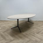 ovale vergadertafel 260x130 cm, midden eiken - grijs, Gebruikt, Bureau