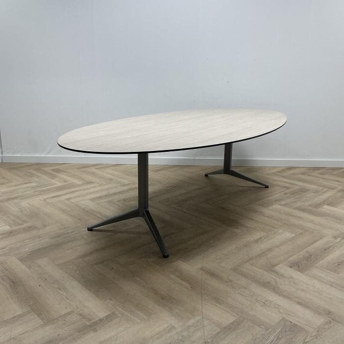ovale vergadertafel 260x130 cm, midden eiken - grijs, Articles professionnels, Aménagement de Bureau & Magasin | Mobilier de bureau & Aménagement