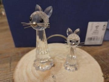 Swarovski - Beeldje - kat groot en klein - Kristal, Antiek en Kunst