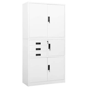 vidaXL Kantoorkast 90x40x180 cm staal wit, Verzenden