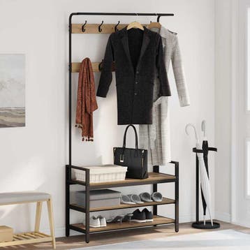 vidaXL Kapstok Artisanaal eiken 95 x 34 x 184 cm Bewerkt, Maison & Meubles, Verzenden