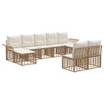 vidaXL Buiten bank set 9 pcs Natuurlijk en Crème Wit, Tuin en Terras, Verzenden, Nieuw