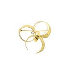 Vintage bicolor gouden fantasiebroche met diamant; 0,035 ct., Bijoux, Sacs & Beauté, Broches, Ophalen of Verzenden