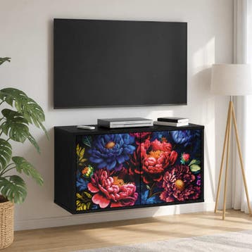 vidaXL Wand gemonteerd TV Kast KIEL 69 x 33 x 40 cm Zwart, Verzenden, Nieuw