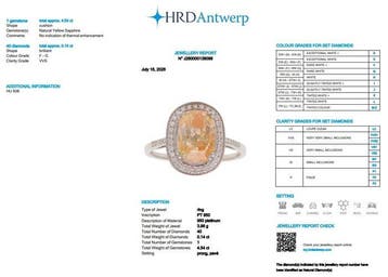 Bague Platine - 4.68ct. tw. Saphir - Diamant - Bague de
