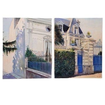Jean Yves Herbin (XX) - Pareja de escenas urbanas (x2), Antiquités & Art, Art | Peinture | Classique