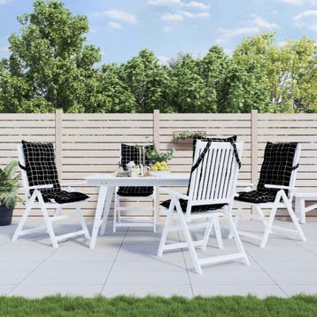 vidaXL Stoelkussens 4 st hoge rug ruitpatroon oxford stof, Verzenden, Nieuw