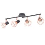 vidaXL Plafondlamp met 4 spotlights E14 zwart en koper, Huis en Inrichting, Verzenden, Nieuw