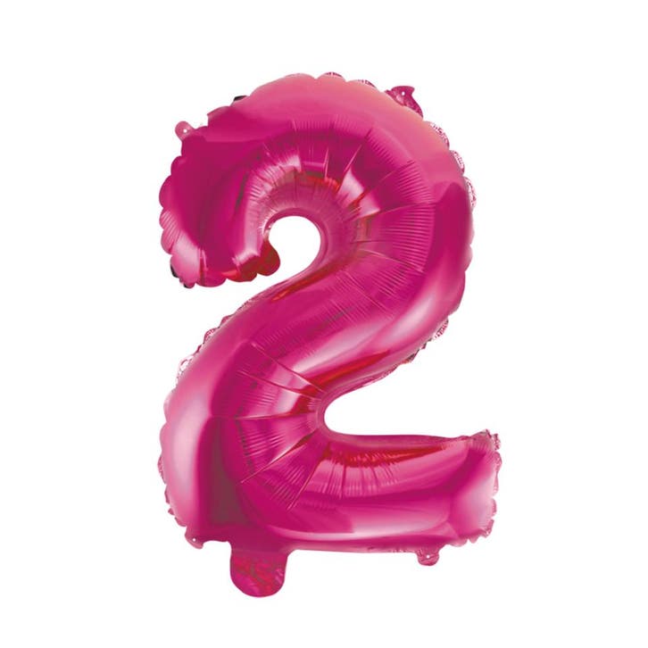 Folie Ballon Cijfer 2 Roze 41cm met Rietje, Hobby & Loisirs créatifs, Articles de fête, Envoi