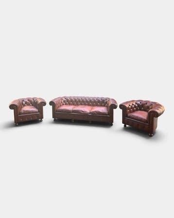Sofa (3) - Leder - Woonkamer in Chesterfield-stijl
