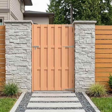 vidaXL Tuinpoort 100 x 180 cm WPC en Aluminium Bruin, Tuin en Terras, Verzenden, Nieuw