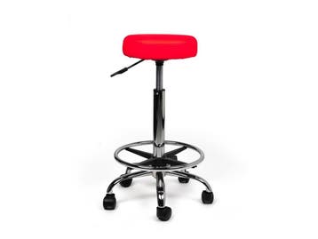 Tabouret Rood - Hoge uitvoering met Voetsteun, In hoogte verstelbaar, Nieuw