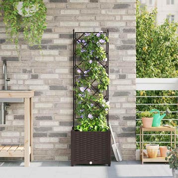 vidaXL Plantenbak Bruin 40 x 40 x 143 cm PP, Tuin en Terras, Verzenden, Nieuw