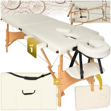 2 zone massagetafel met 5cm matras en houten frame - beige, Verzenden, Nieuw