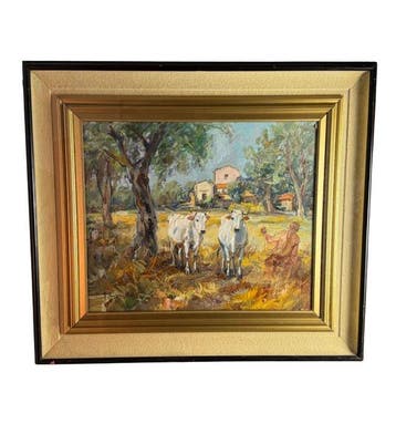Nicola Canzanella (1929-2014) - Paesaggio con contadino e