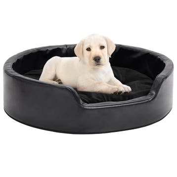 vidaXL Hondenmand 69x59x19 cm pluche en kunstleer zwart, Dieren en Toebehoren, Honden-accessoires, Verzenden, Nieuw