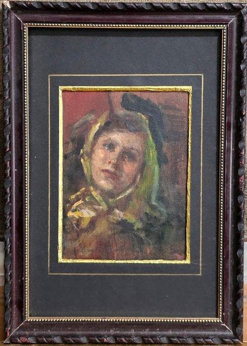 Adolfo Ferragutti Visconti (1850-1924) - Ritratto di donna, Antiek en Kunst, Kunst | Schilderijen | Klassiek