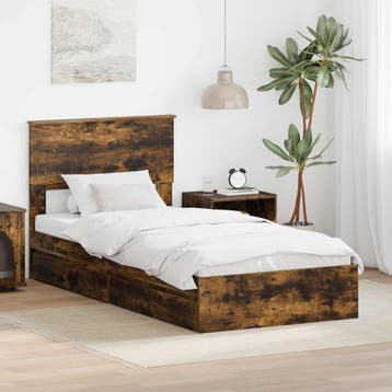 vidaXL Opbergbed met lade Rook Eiken 90 x 200 cm Bewerkt, Verzenden