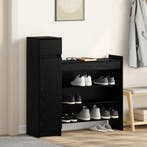 vidaXL Schoenenkast Zwart Eiken 100,5 x 28 x 100 cm Bewerkt, Verzenden, Nieuw