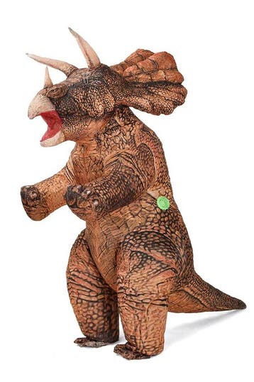 KIMU® Opblaas Kostuum Triceratops Bruin Opblaasbaar Pak Dino, Kleding | Heren, Ophalen of Verzenden, Nieuw