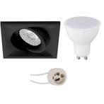 LED Spot Set 4W - Kantelbare Vierkante Inbouwspot Mat Zwart,, Verzenden, Nieuw